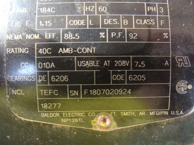 FINISH THOMPSON MAGNETIC DRIVE PUMP DB15P-14 IMP: Ø 5.13 90PSI BALDOR MOTOR 3HP
