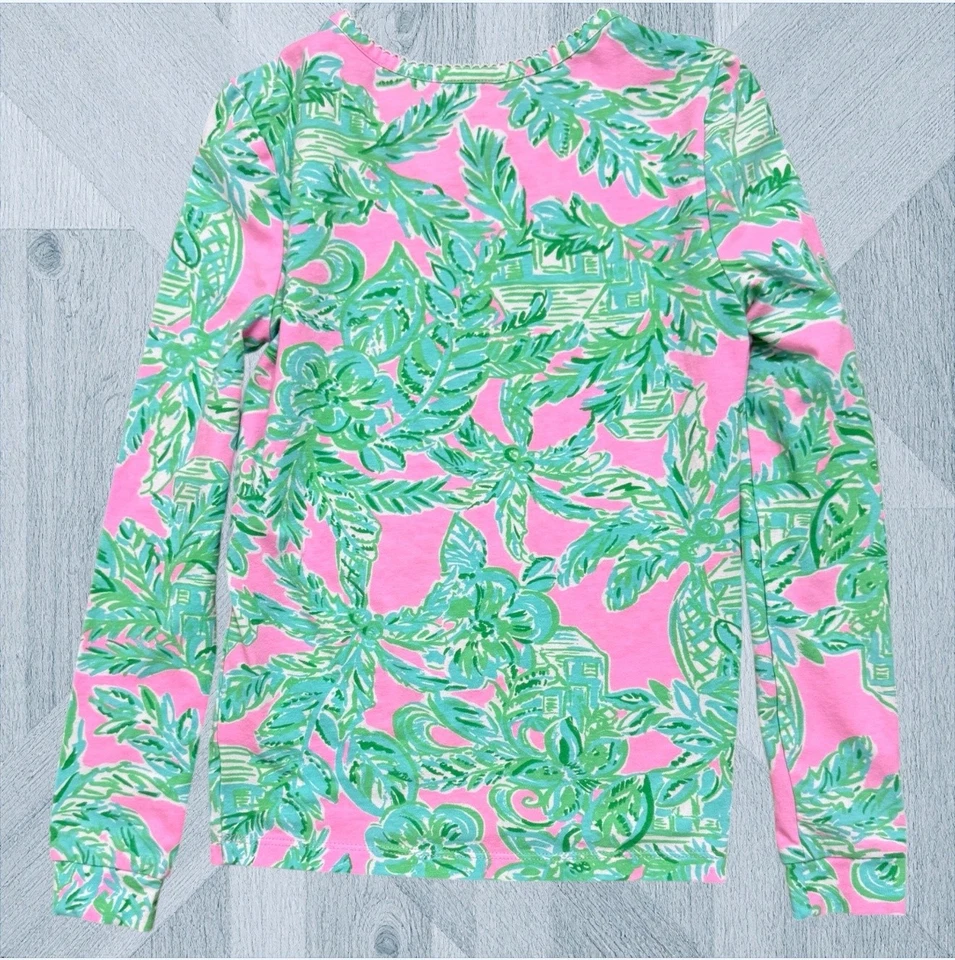 Рубашка Lilly Pulitzer Sammy пижама топ для девочек 12 ладонь цветочный тропический сон - Изображение 2 из 4