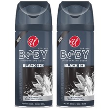 Invigorating Black Ice Scent 24 Hour Body Spray For Men, 3.5oz. Pack of 2 
