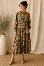 Vintage Handmade Floral Matching Skirt Set M