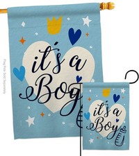 Ornament Collection It's a Boy Garden House Flag Double-Sided Made in USA