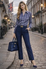 Attention  Long Sleeve Button Up Blouse Career Casual Women Purple Size M