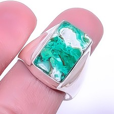Cuprite Chrysocolla - Africa Gemstone 925 Sterling Silver Ring s.8.5 A95