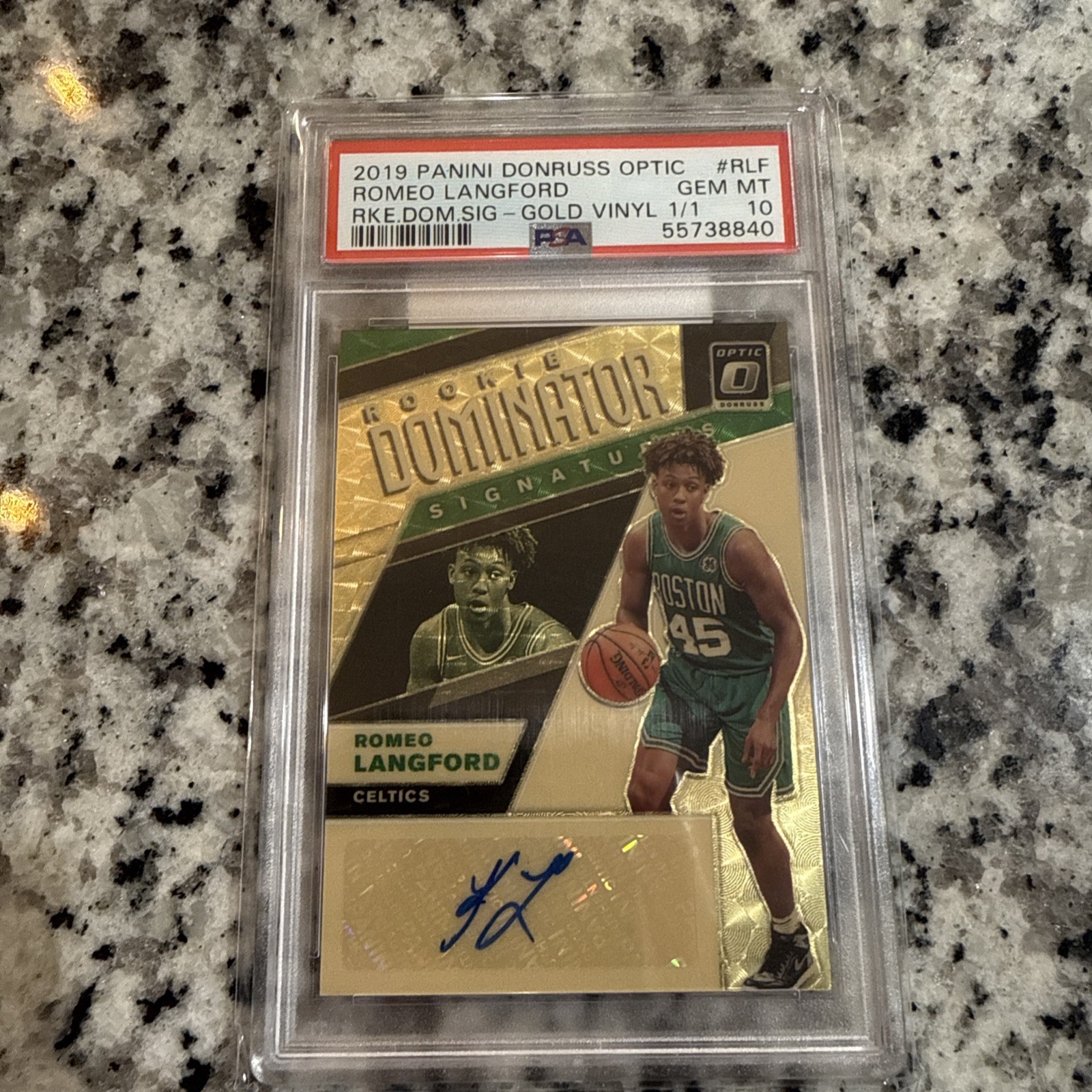 2019-20 Donruss Optic Romeo Langford Rookie Dominator Gold Vinyl 1/1 PSA 10!