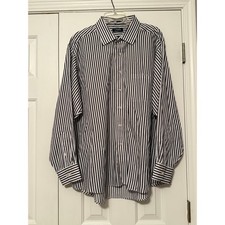 Men's Chaps Black-Striped Dress Shirt, 18 1/2"