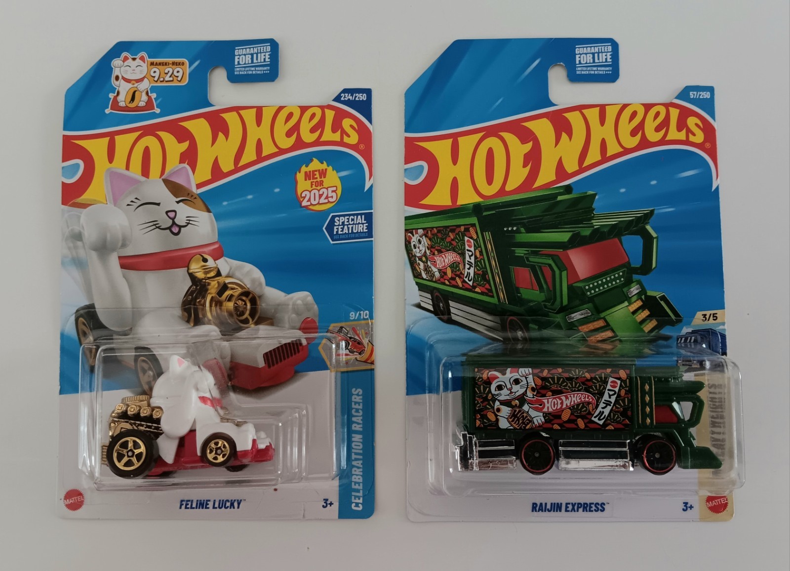Lot of 2 Hot Wheels RAIJIN EXPRESS (2026) & FELINE LUCKY (2025) Brand New Sealed