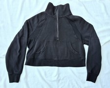 Lululemon Half Zip Hoodie Black Cropped Pullover Sweatshirt Womens M/L Kangaroo