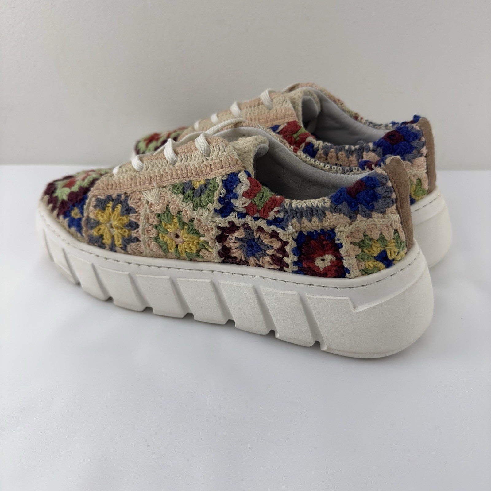 SAOLA Free People scarpe da ginnastica donna all'uncinetto taglia 39 multicolore suola grossa