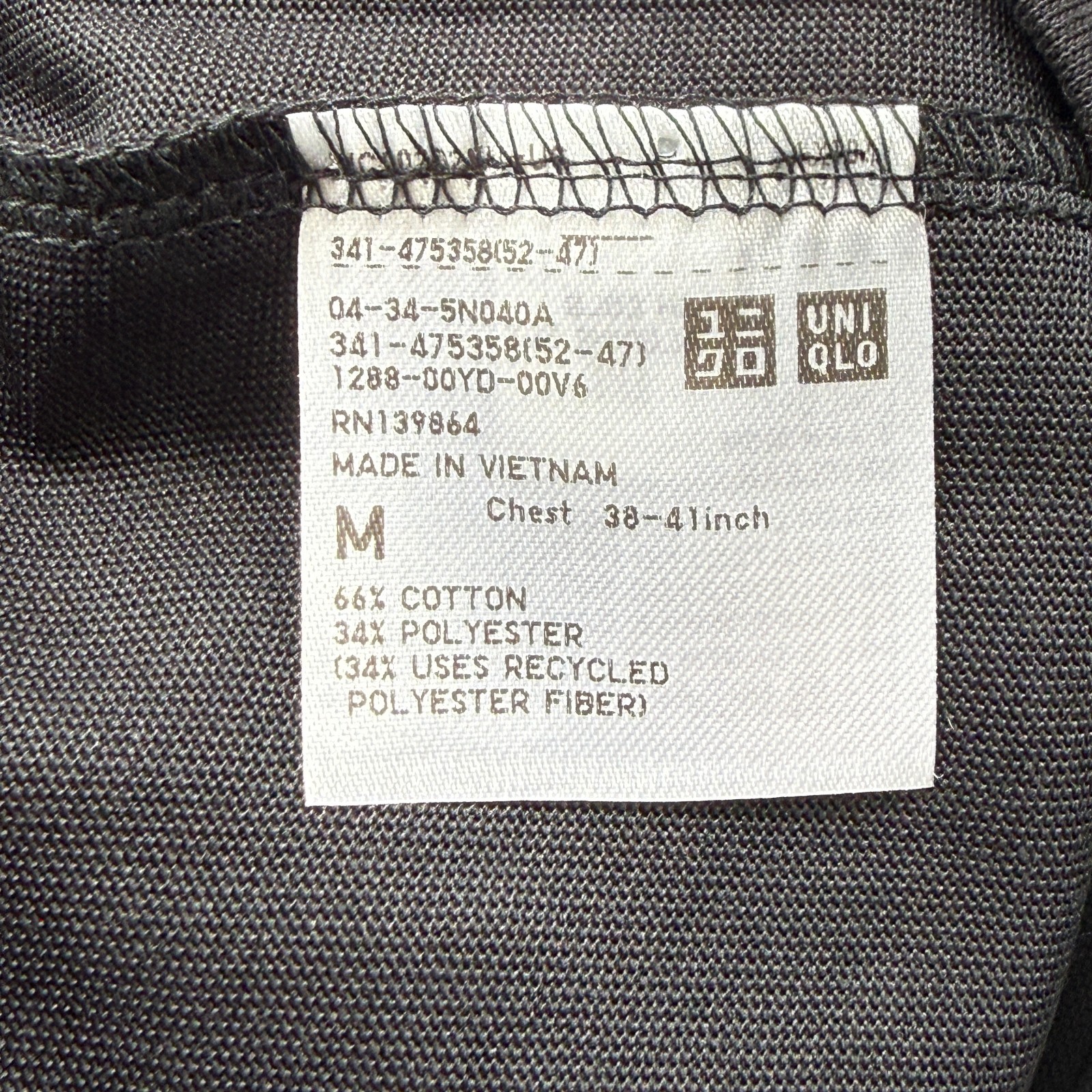 Lot 2 UNIQLO Crew Neck S/S T-Shirts Mens Medium Solid Black White Cotton/Poly thumbnail 6