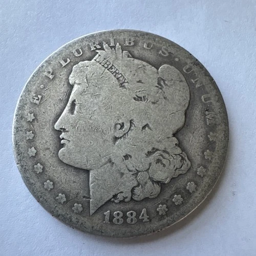 1884 S Morgan Silver Dollar, 90% Silver, good book filler