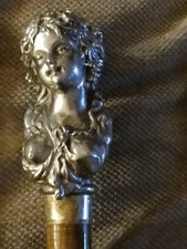  Canne Casse Tête , Pommeau en Bronze Nickelé Fourreau Souple Acier et Cuir 