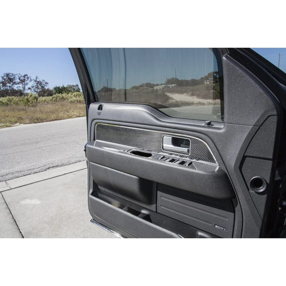 Inserções de painel de porta frontal de fibra de carbono para 2010-2014 Ford F-150 Raptor - Imagem 3 de 4