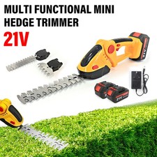 21V Electric Hand Held Grass Shear Cordless Hedge Trimmer Shrubbery Clipper UK