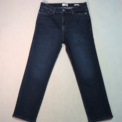 FRAME Denim Le High Straight Leg Jeans Damen 32 Dunkelblau Indigo Stretch
