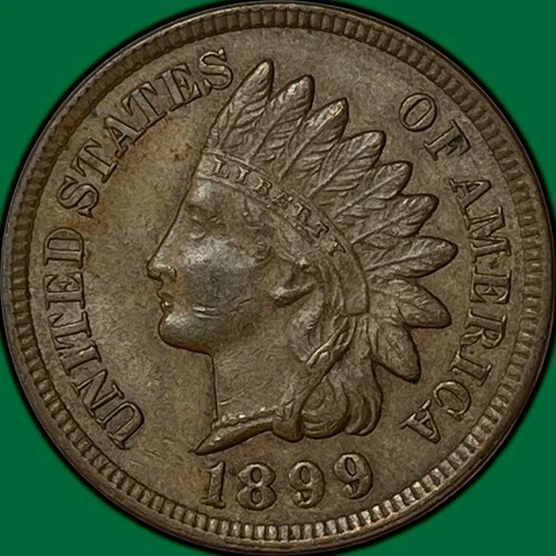 1899 Indian Head Cent Choice Almost Uncirculated AU+ Coin #34047