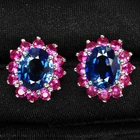 Exquisite Royal Blue Tanzanite 6.10Ct 925 Sterling Silver White Gold Earrings
