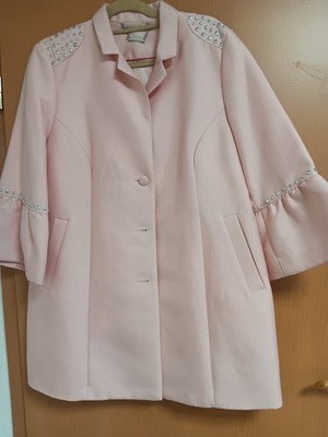Damen Mantel Brian Rennie rosa Gr. 44 lang 3/4 Ärmel Nieten Taschen Knopf