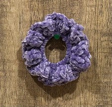 Handmade purple crochet soft velvet yarn hair scrunchie