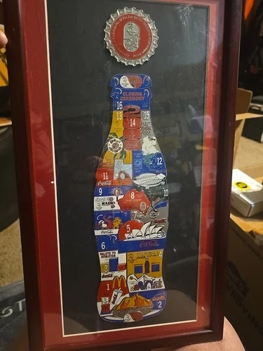 Vintage Framed 2000 Sydney Olympics Coca Cola Bottle Pin Complete Set