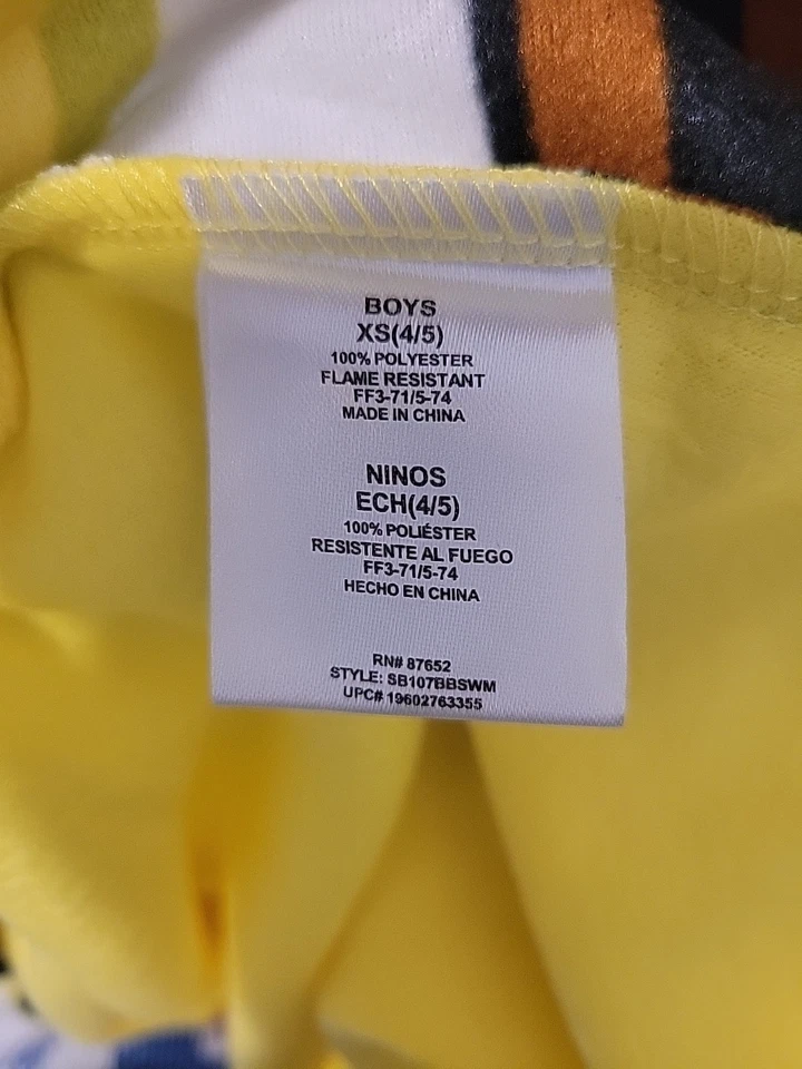 Bob Esponja Pantalones Cuadrados Niños Unión Traje 1 Pieza Pijama Talla XS 4/5 Amarillo Foto 4 de 4