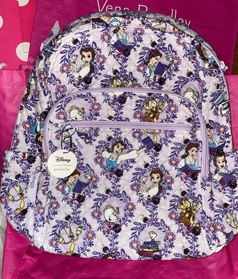 New Vera Bradley Disney Belle Floral Campus Backpack Beauty & The Beast Exact D