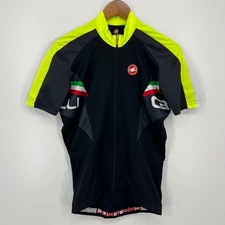 Castelli Cycling Jersey Men's Size L Black Full Zip Logo Short Sleeve Logo