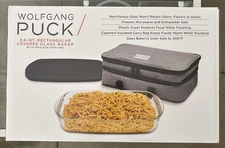 Wolfgang Puck 3.6 QT Rectangular Glass Baking Dish w/ Insulated Carry Bag - NIB