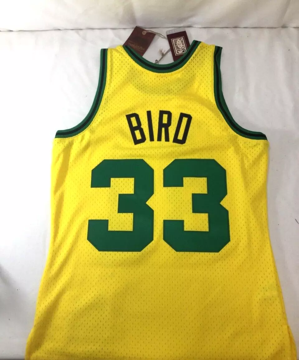 NEW Mitchell & Ness Boston Celtics Larry Bird Yellow Jersey