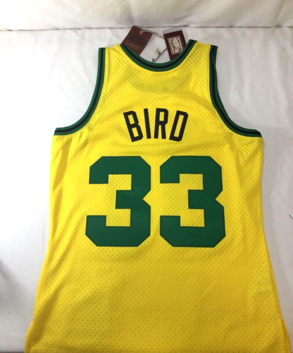 Mitchell & Ness Boston Celtics Larry Bird Yellow Jersey Shorts Set Size Medium - Picture 2 of 9