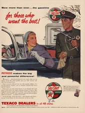 1955 Texaco Sky Chief Gasoline: Want the Best Vintage Print Ad
