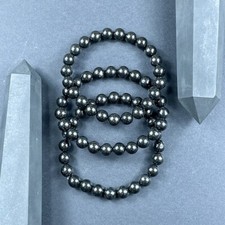 Natural Shungite 6mm Beaded Crystal Healing Chakra Protection Lucky Bracelet