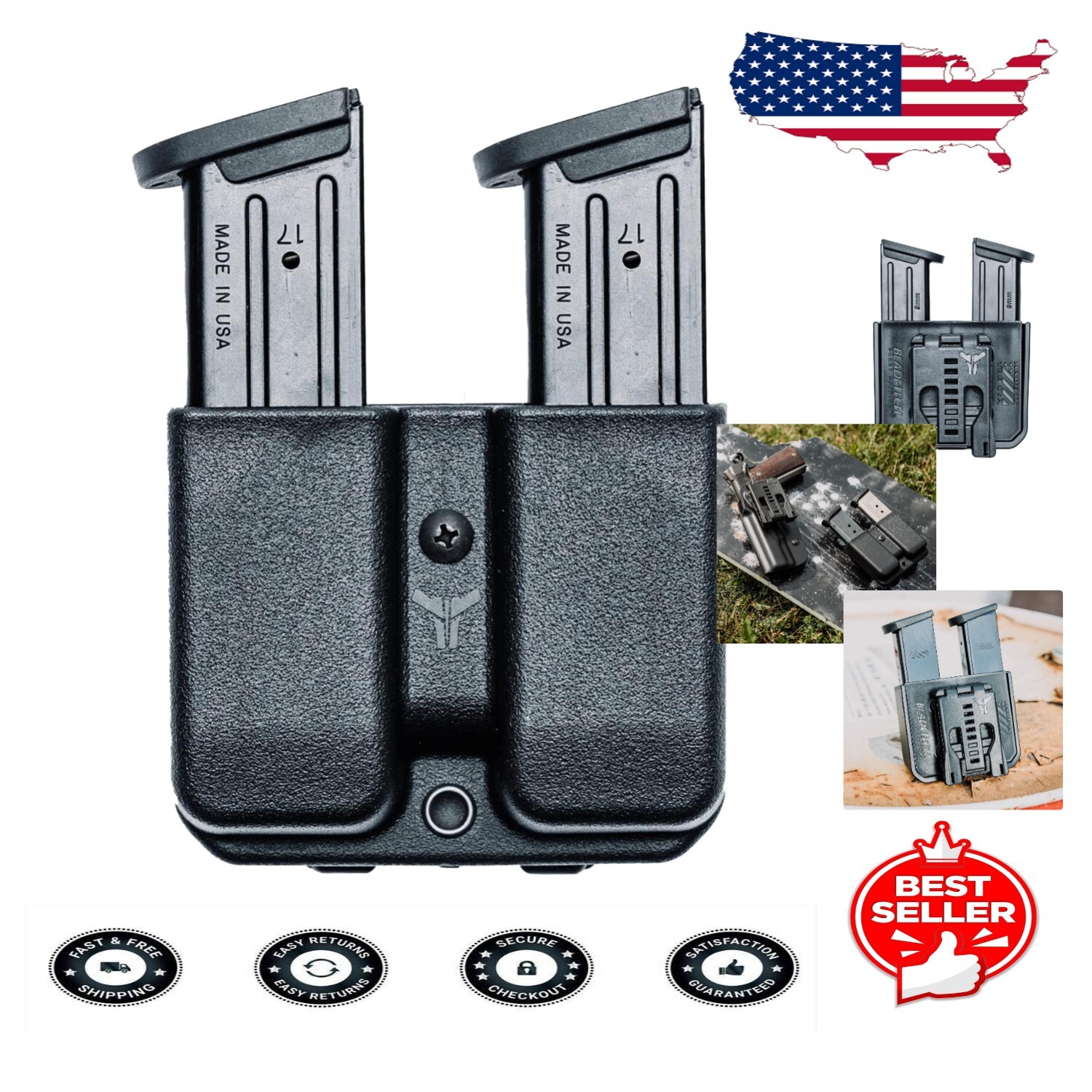 Signature Double Magazine Carrier for Glock 17/19 & Versatile Compatibility-image