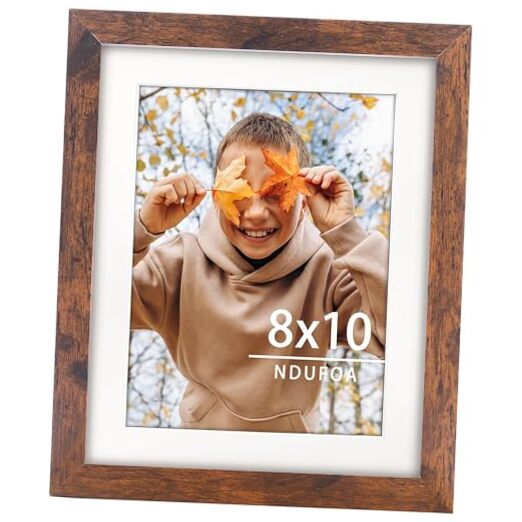 Picture Frame, Display Photos 6x8 with Mat or without Mat, Poster 8x10 Brown