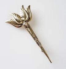 VTG Accessocraft NYC Scepter  wing Brooch  HTF  gold tone 3" long signed  CG13