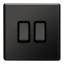 Black Gloss Nickel or Brush Chrome Wall Plate Plug Socket & Switches Slim Flat