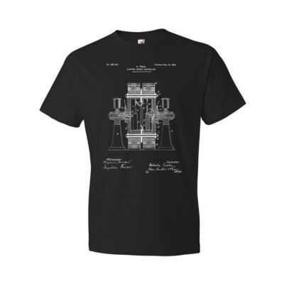 Nikola Tesla Circuit Controller Patent Shirt Electrician Gift Physics Lab Tee
