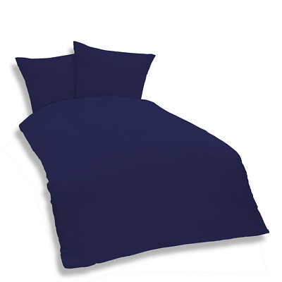 3 teilige Uni Bettwäsche 200 x 200 cm navy blau Einfarbig Mikrofaser Garnitur