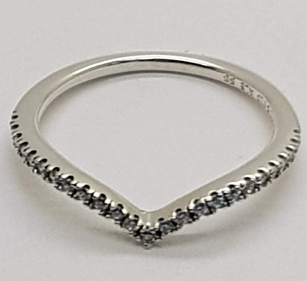 Pandora Sparkling Wishbone Sterling Silver Ring #196316CZ
