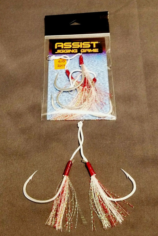 Ganci Assist Ultra Sharp Per Jigging Lento – 5/0 – Glow E Rosso – Confezione Da 2 - Foto 2