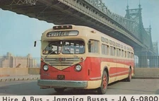 General Motors Bus NYC Queensboro Bridge Vintage 1950s - RPPC Photo Postcard