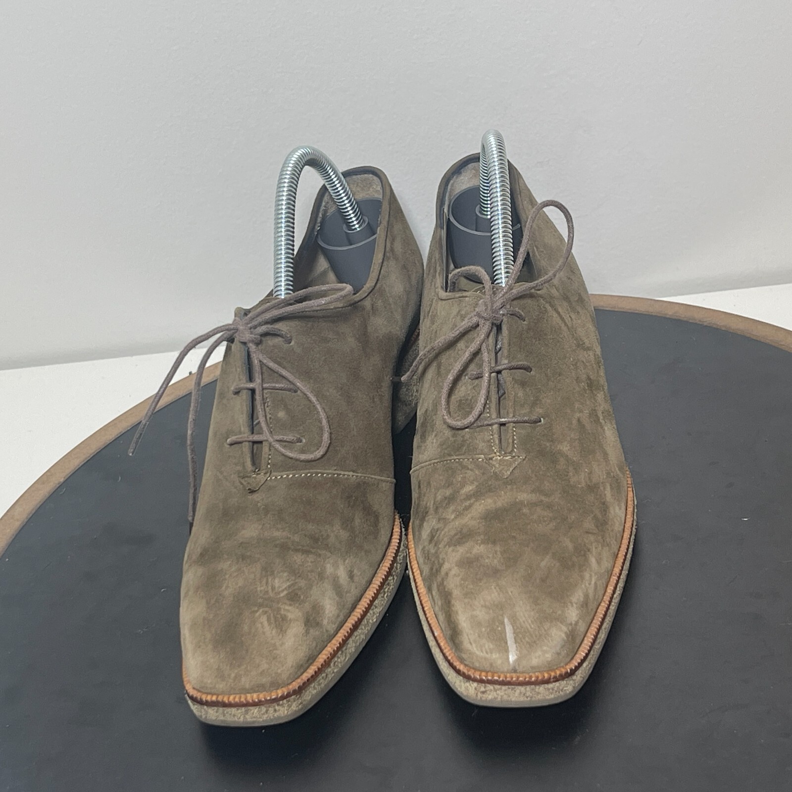 Mocassini Oxford Yves Saint Laurent marroni scamosciati punta quadrata s by z 8 5 M pizzo