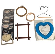 Vintage Plastic Picture Frames Lot Of 10 Cross Stitch Craft Round And Heart