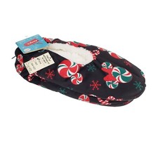 Disney Mickey Minnie Peppermint Candy Slippers Sherpa Fuzzy Nonslip Womens 4-10