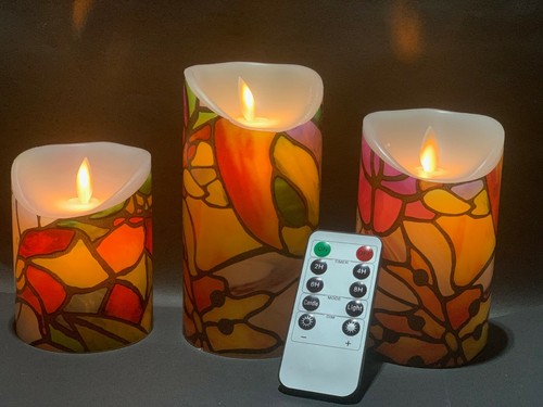 3er LED Set Echtwachskerzen Modell TIFFANY mit Fernbedienung und Timer, Unikat - Bild 1 von 9