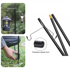 45" Portable Camping Lamp Pole Collapsible Aluminum Lantern Stand Hanging Post