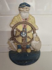 Vintage Fisherman Midwest Importers Cast Iron Sailer  Fisher Man Door Stopper. 