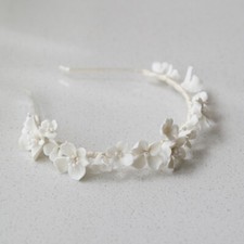 Porcelain Flower Bridal Tiara Wedding Bridesmaids Crown Floral headpiece Clay