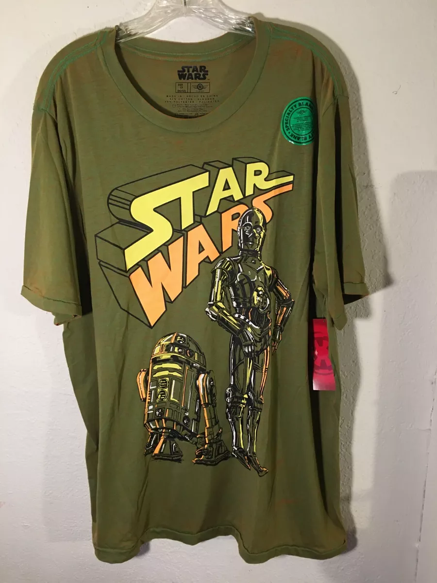 Star Wars R2D2 C-3PO Graphic Green T Shirt Size 2XL