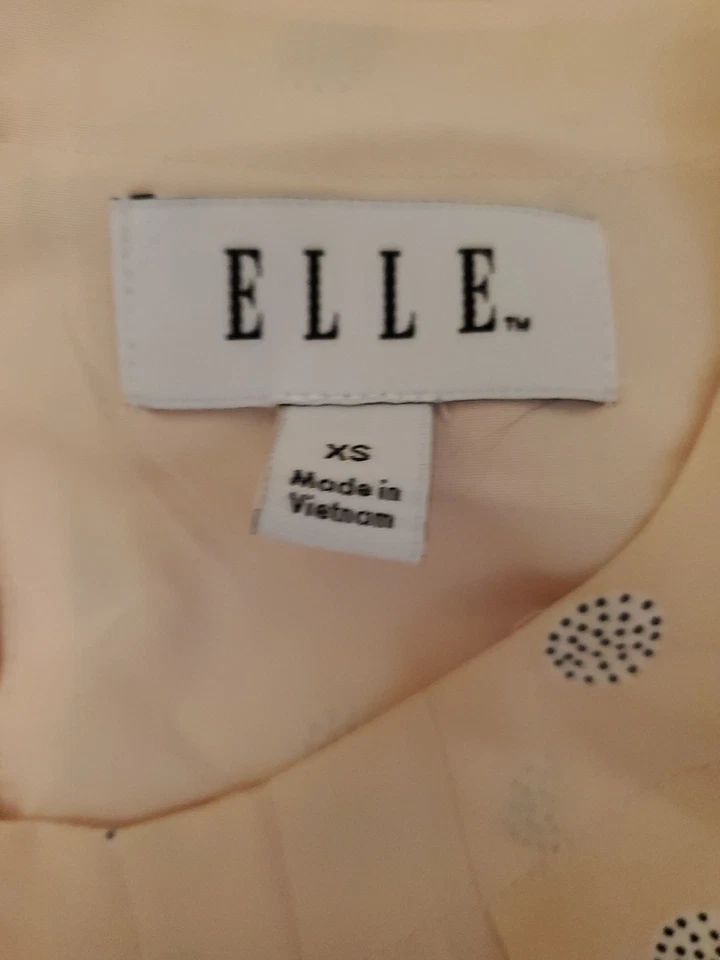 Elle Womens XS Dress Pink with Blue Dotted Circle Designs Black Paten Leather... - Image 3 of 4