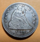 1877 Seated Liberty Quarter Fine/Very Fine Details
